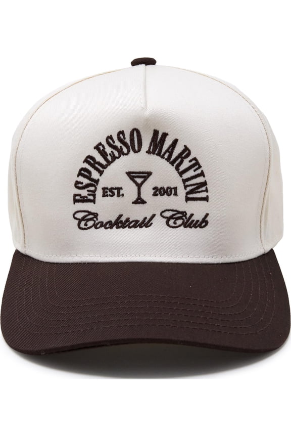 Two Tone Vintage Snapback Hat - Espresso Martini Cocktail Club - Brown/Beige