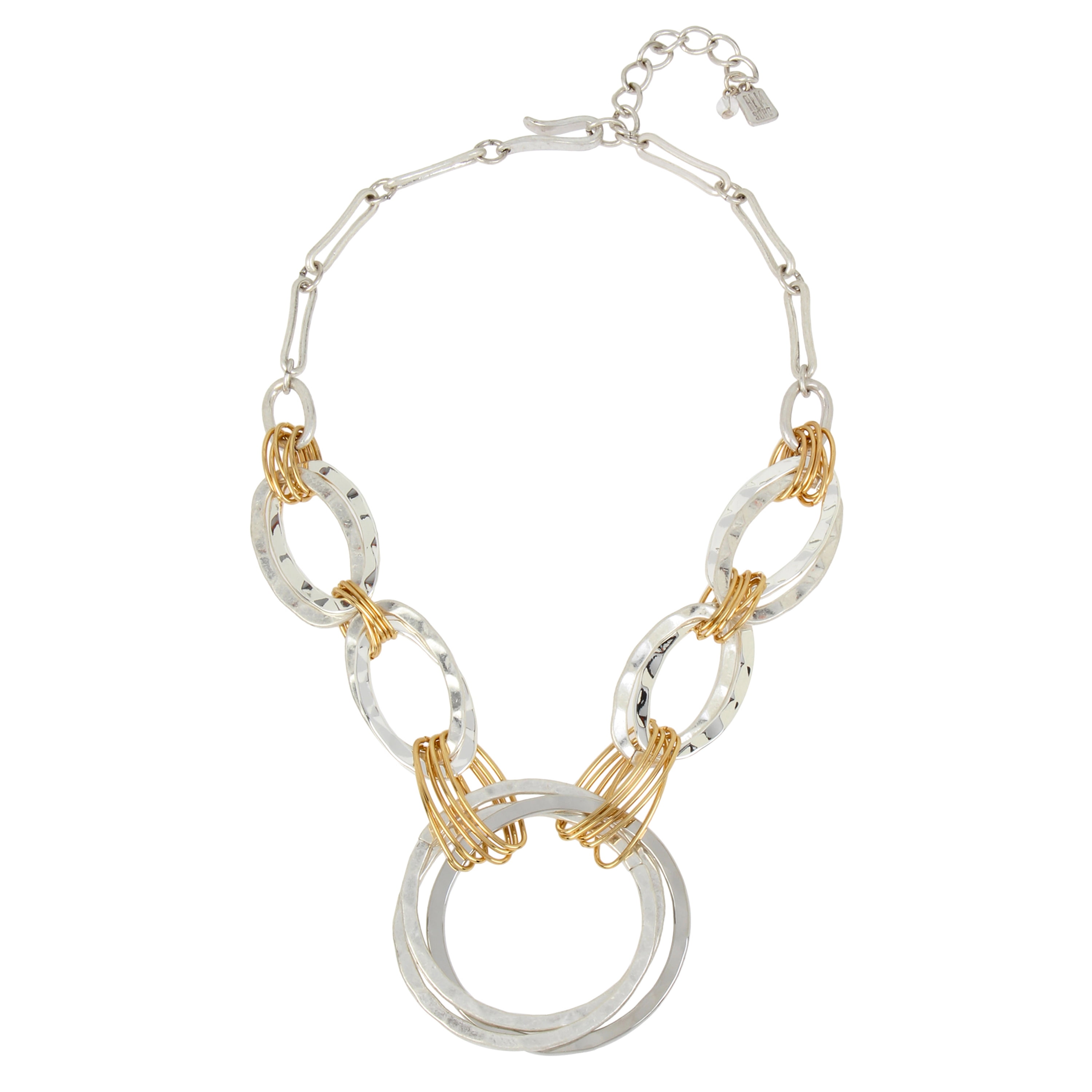 Two-Tone Wire Wrapped Circle Necklace