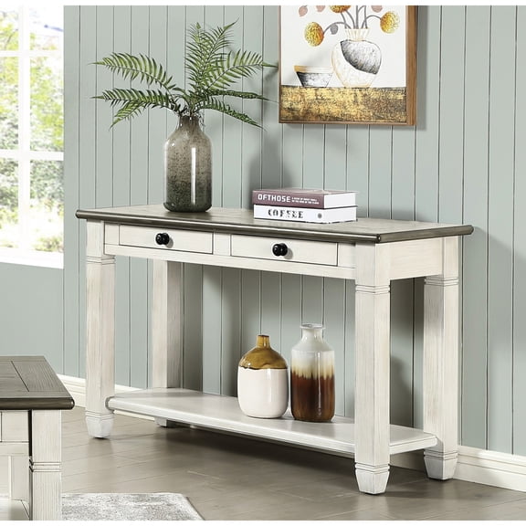 Two-Tone Wooden Sofa Table/Living Room Centerpiece/Storage Drawers