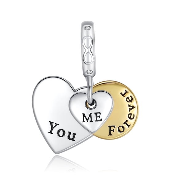 Two Tone You & Me Together Forever S925 Love Dangle Charm for Women Moment Bracelet Necklace Pendant