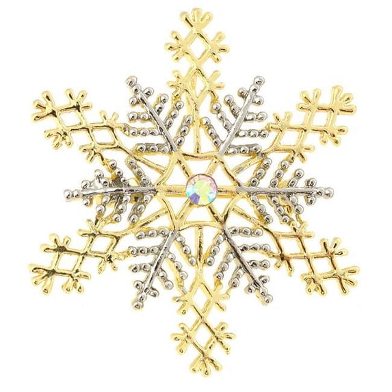 Two-Toned Christmas Snowflake Pin Brooch & Pendant - Silver - 1.75 x 2 in.