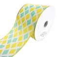 thumbnail image 1 of Two Toned Harlequin Wired Linen Ribbon, Aqua, 2-1/2-Inch, 10-Yard, 1 of 1