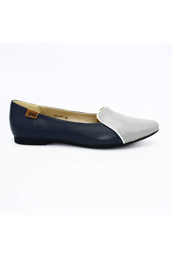 Two-Toned Pointed-Toe Flat Slip-On Denim Shoes - 1936 Boutique Style 372- W13