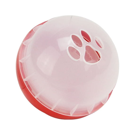 Two-Toned Red and Clear Opaque Paw Print Cut-Out Swatting Treat Ball Cat Toy