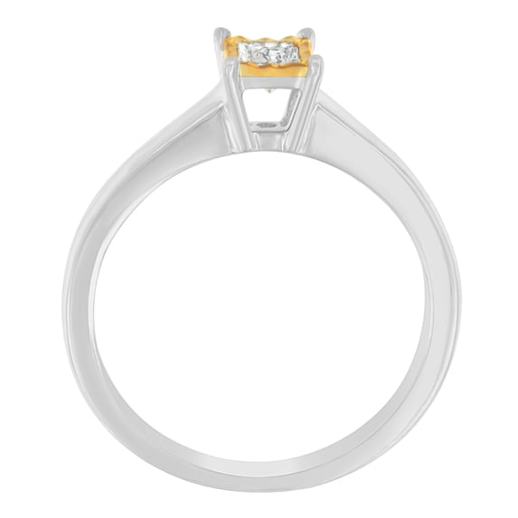 Two-Toned Sterling Silver 1/5ct TDW Diamond Solitaire Engagement Ring (I1-I2, J-K)