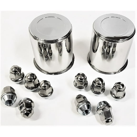 Two Trailer Wheel Lug and Cap Sets Stainless Hub Cover With 10 Stainless Lug Nuts For 3.19