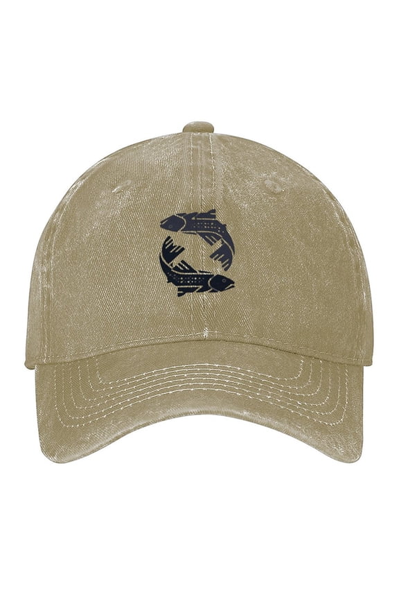 Two Trout Hat Print Vintage Wash Dad Hat Adjustable Curved Brim Baseball Cap,Made In USA,Casual Outdoor Sports Fishing Cap for Men and Women