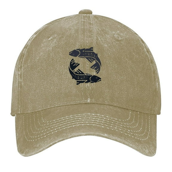 Two Trout Hat Print Vintage Wash Dad Hat Adjustable Curved Brim Baseball Cap,Made In USA,Casual Outdoor Sports Fishing Cap for Men and Women