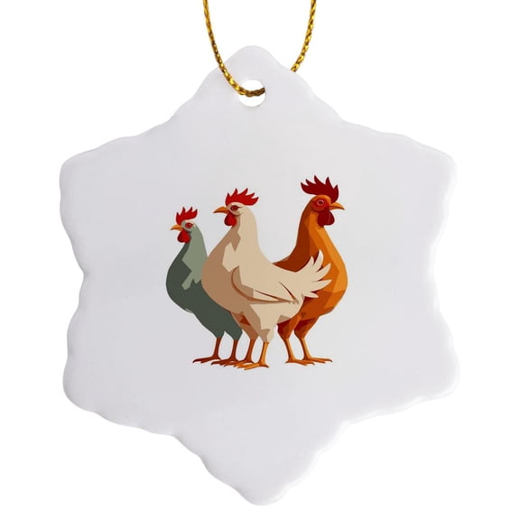 3drose, Two Turtle Doves Cut-out Stylized Stencil Retro Style, 3 inch Snowflake Porcelain Ornament