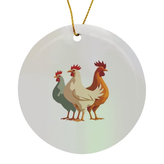 3drose, Two Turtle Doves Cut-out Stylized Stencil Retro Style, Circle Porcelain Ornament