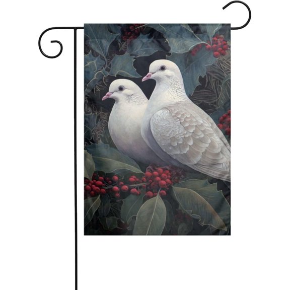 Two Turtle Doves Garden Flag 12x18 Vertical Double Sided Farmhouse Holiday Outside Decorations Yard Flag