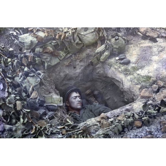 Two U.S. Soldiers In Their Foxholes In Normandy History (24 x 18)