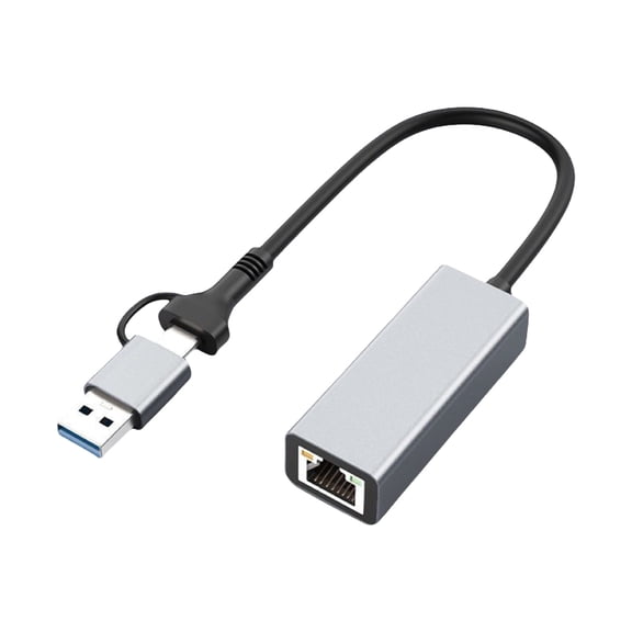 Two USB C/USB A to RJ45 Ethernet Adapter 1/2.5Gbps Gigabit Networkings Converters Aluminum Alloy Portable for Laptop PC