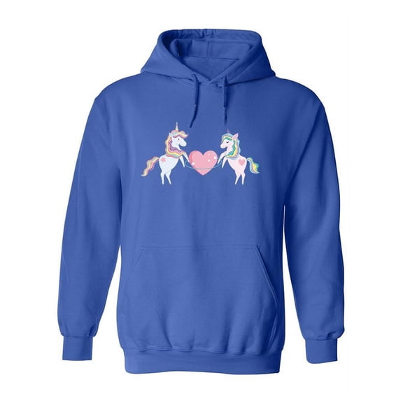 Two Unicorns Holding A Heart Hoodie Women -Image by Shutterstock, Female Medium