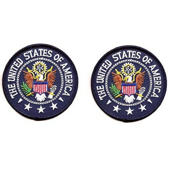 Two United States Great Seal Patch Round 3" Diameter, Embroidered Iron On or Sew On Seal USA Seal American Flag Patch Flag Emblem