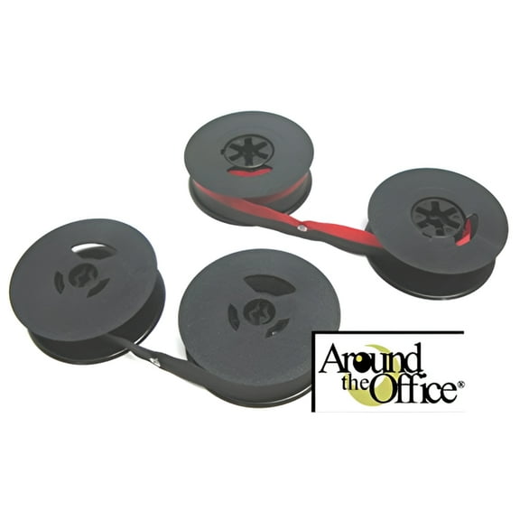 Two Universal Typewriter Ribbons 1 Black 1 Black/Red 1/2" Twin Spool for most Royal, Smith Corona, Remington, Hermes, Typewriters