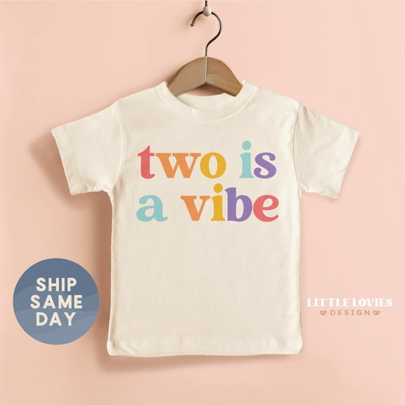 Two Is A Vibe Toddler T Shirt, 2Nd Birthday Tees, 2 Year Old T-Shirt, Retro Toddler Tee, Bday Announcement Shirt, (Ca-B96), New Born, Baby Shower Gift, New Parents Gift