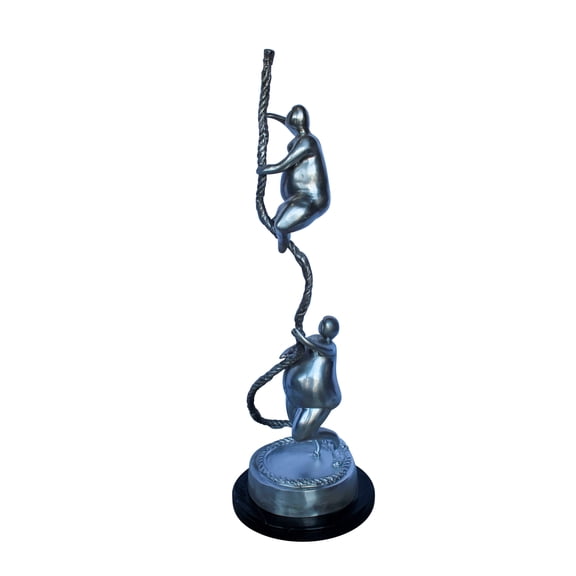 Nifao Two Voluptuous Women Climbing a Rope Statue, Silver Finish Home Decor Sculpture, 10"L x 10"W x 29"H