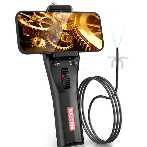 Two-Way 210 Articulating Borescope, 6.2mm Slim Probe USB-C Flexible Endoscope Inspection Camera Compatible with iPhone & Android for Engine, Pipe HVAC
