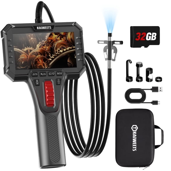 Two-Way Articulating Borescope Camera with Light, 0.25in Slim Probe, Industrial Endoscope Inspection Camera with Light, 5.3FT Flexible Snake Scope for Automotive, HVAC and Aircraft Mechanics