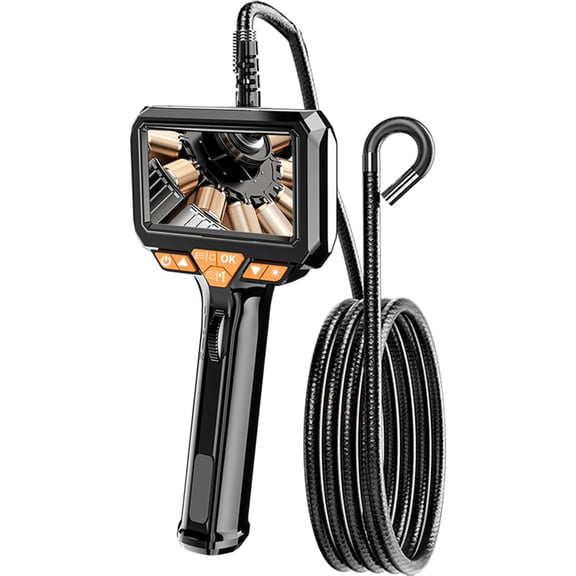 Two-Way Articulating Borescope with LED Light, Industrial Endoscope Camera Articulated Probe, 4.3'' Screen, Scope Inspection for Automotive Engine Inspect (6.5mm Probe)