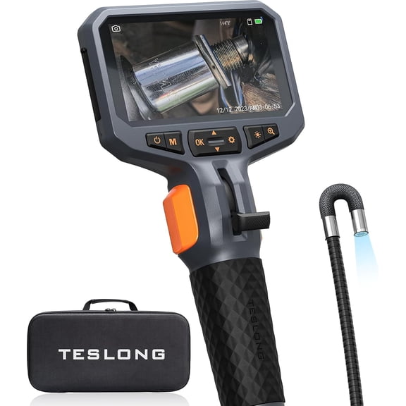 Two-Way Articulating Borescope with Light, Industrial Endoscope Inspection Camera Articulated Probe, Flexible Mechanic Fiber Optic Snake Scope Cam for Wall Automotive Engine Inspect-5FT
