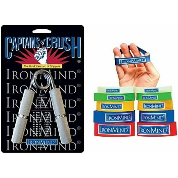 Two-Way Captains of Crush Grip Strengthener Set: CoC No. 1 Gripper (c. 140 lb.) and Expand-Your-Hand Bands$$Sport & Recreation Other