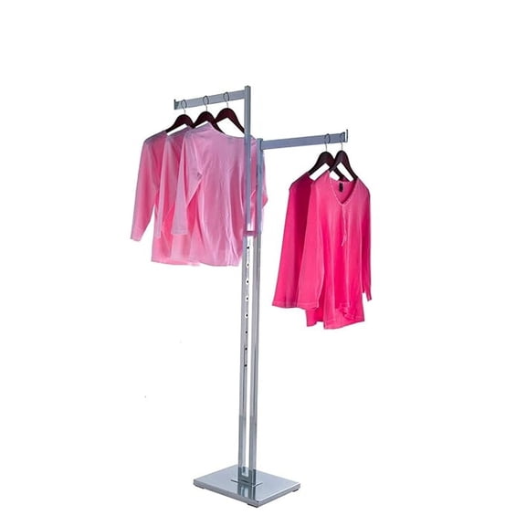 Two Way Clothing Rack - Heavy Duty Garment Rack - Adjustable Height Blade Arms - Commercial Grade Display Rack for Clothing Store - 16" Arms