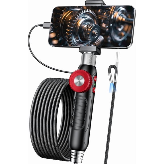 Two-Way Endoscope Camera with Light [360Rotation],1080P HD,Borescope for iPhone IP67 Waterproof Automotive Engine Plumbing HVAC Inspection 6.2 mm Lens Industrial