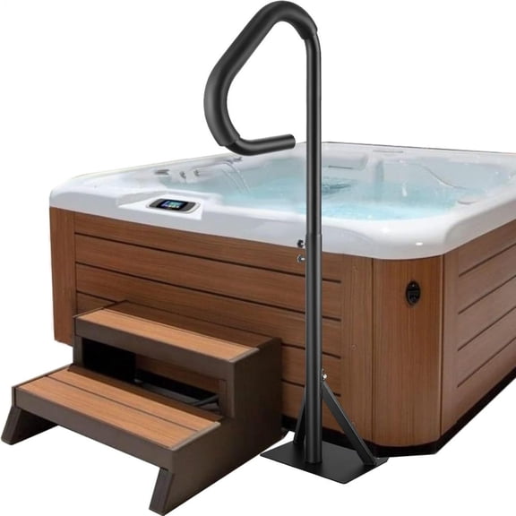 Two-Way Hot Tub Handrails, 38"-58" Adjustable Height SPA Handrail w/360 Swivel Option, Hot Tub Railing to Get in and Out, 600LBS SPA Side Handrail w/Slide Under Mount Base for Indoor&Outdoor