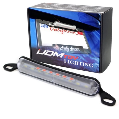 Two-Way License Frame Mount LED License Plate Light For Car Truck SUV Van RV, Powered by 9 Pieces Xenon White LED as License Lamp & 6 Pieces Brilliant Red LED as Rear Fog Light