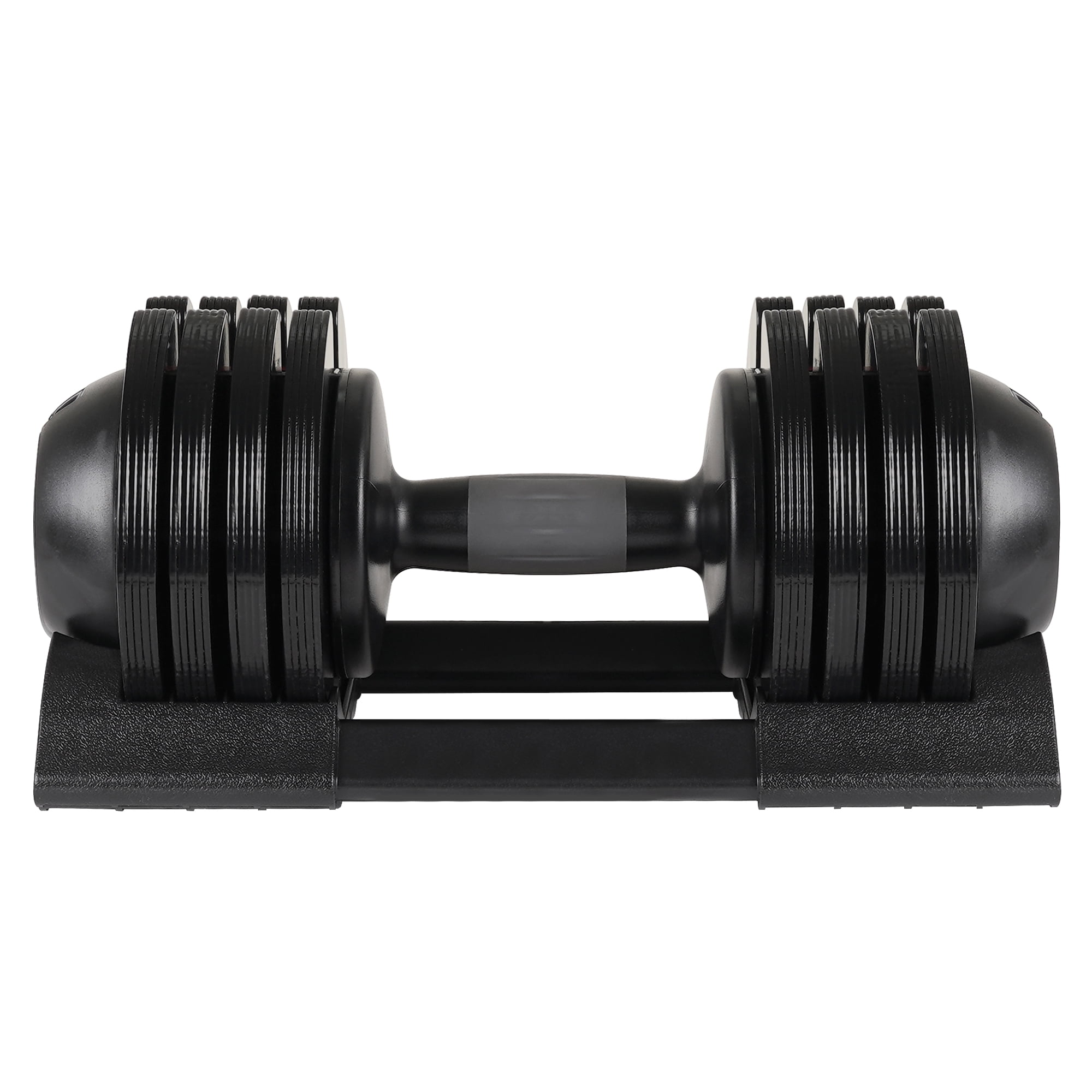 LuckyNote 52LBS Adjustable Dumbbell Set, Rubber Coated Steel Plates with Handle Bar and Plastic Base for Home Gym Fitness Training, Black