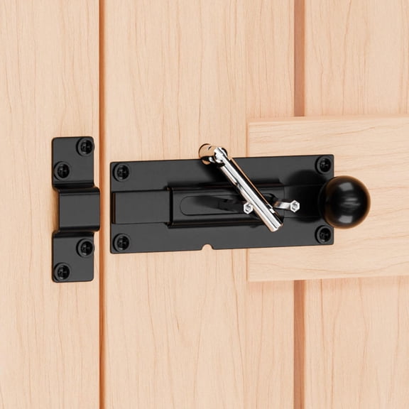 Two Way Slide Bar Gate Latch, Heavy Duty Hidden Sliding Door Latch with External Bolt, Outdoor Anti-Sag Gate Latch Hardware for Wooden Fence, Courtyard Door, Garden Door, Black, 1 Pack