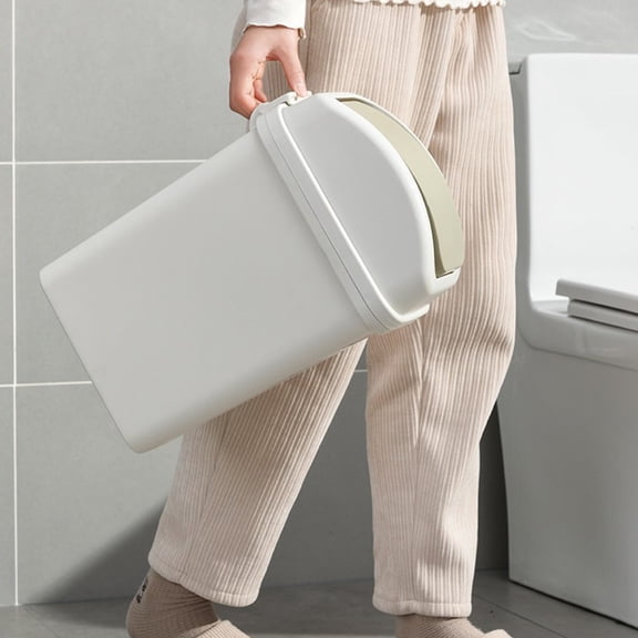 Two-Way Swing Lid Hinged Trash Can - Odor-Control Plastic Garbage Bin for Office/Bathroom/Desk Side, Space-Saving Small Waste Bin for Narrow Areas (Khaki/Gray, Size: 12.5x9x5.9in)