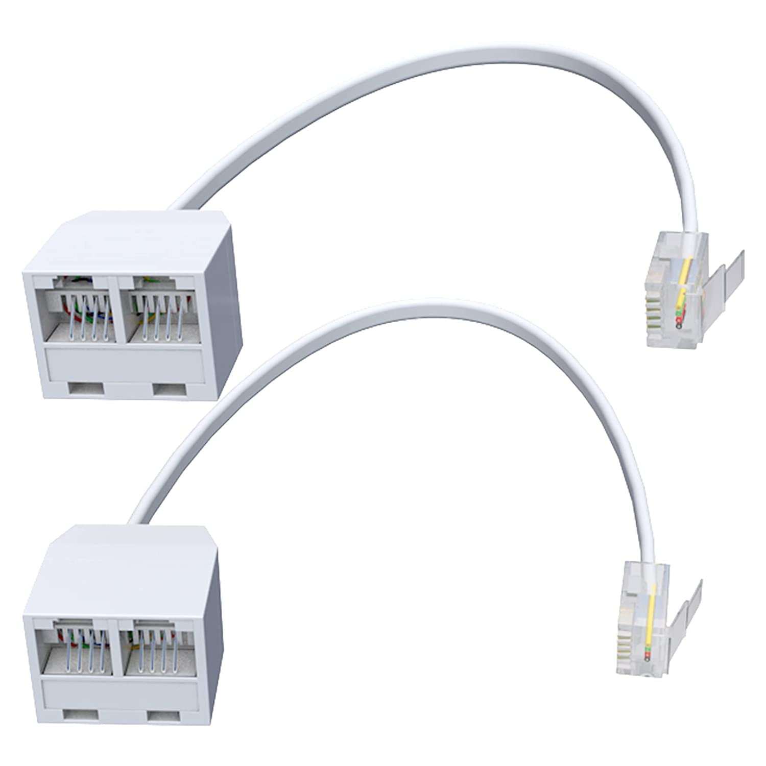 Two Way Telephone Splitters RJ11 Male to Dual Female Cable 6P4C