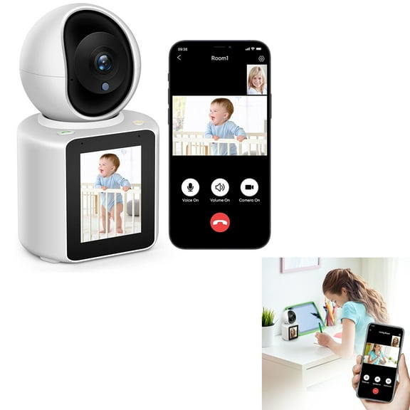 Two-Way Video/Audio Indoor Camera, Child/Elder/Dog/Pet Camera with Phone App, 2.8In Screen, 1080P Home Security Camera with Night Vision, One-Button Call
