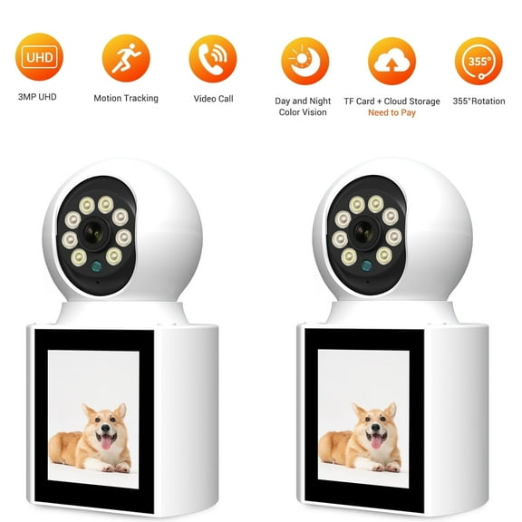 Two-Way Video Calling Camera with Screen, 2K Indoor Home Security Camera, Indoor Home Nanny Camera,2.4G WIFI Baby/Elder/Nanny/Dog/Pet Camera with Phone App 2Pcs