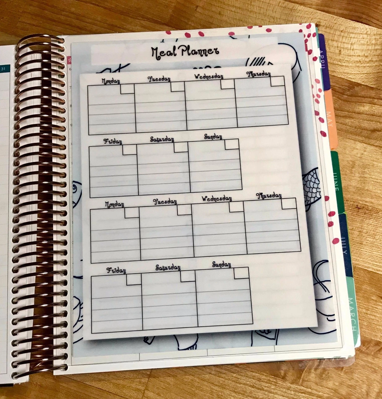 Colorful Erin Condren Planner Inserts
