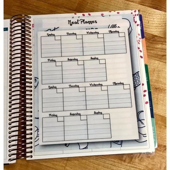 Two Week Meal Plan Two Sided Dashboard Insert For Use With Erin Condren Planner