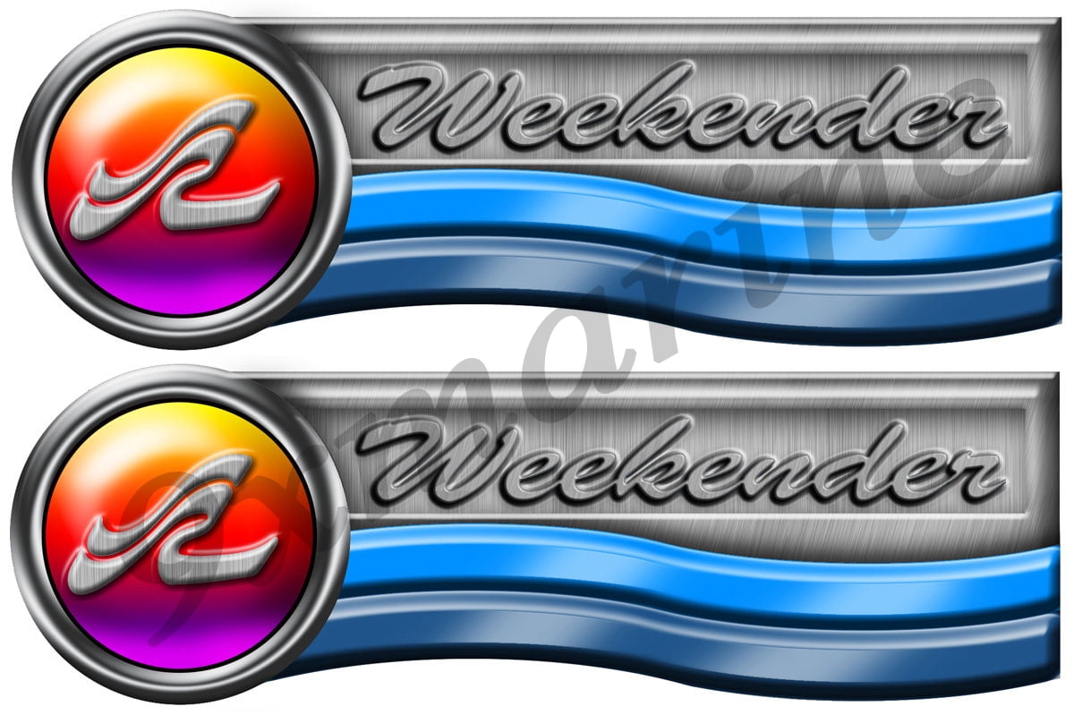 Two Weekender Designer Stickers. Remastered 3.5"X10" Long each