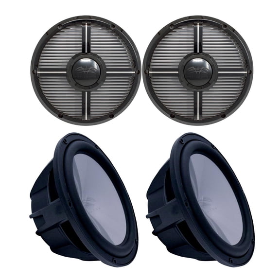 Two Wet Sounds Revo 10" Subwoofers & Grills - Black Subwoofers & Black Closed Face XW Grills - 4 Ohm