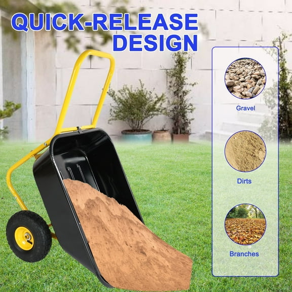 Unbranded Garden Cart with 10-Inch Pneumatic Wheels, Yellow and Black