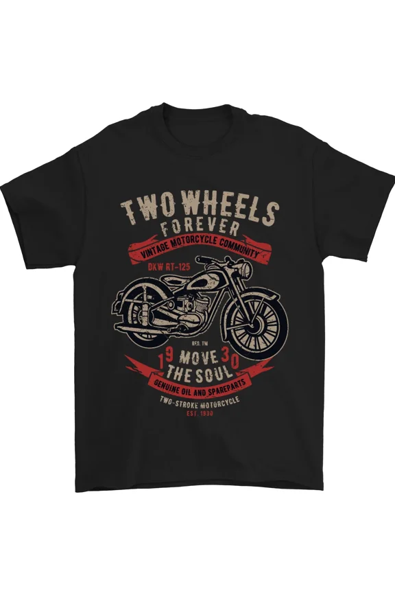 Two Wheels Forever Biker Motorcycle Motorbike Skeleton Rider Unisex T-Shirt, S-5XL