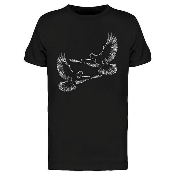 Two White Doves Flying T-Shirt Men -Image by Shutterstock, Male Medium