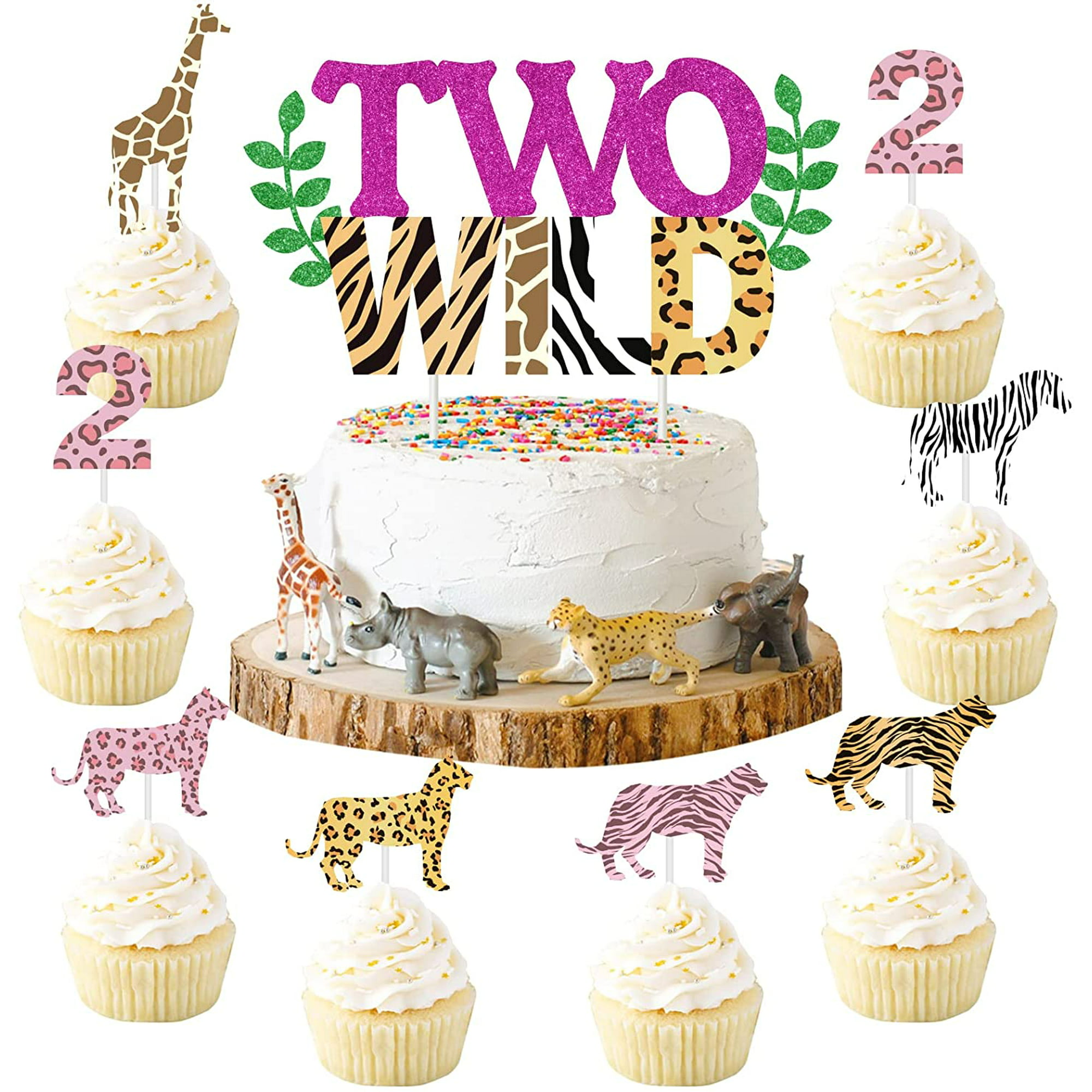Two Wild Birthday Decorations for Girl - Two Wild Cake Topper ...