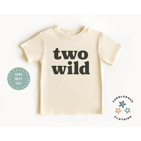 Two Wild Unikids Birthday Shirt - Minimalist Two Wild Second Birthday Shirt - Two Year Old Boy Girl Natural Or Gray Tshirt, New Born, Baby Shower Gift, New Parents Gift