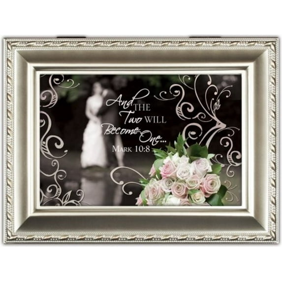 Two Will Become One Champagne Silver Inspirational Cottage Garden Traditional Music Box Plays Amazing Grace