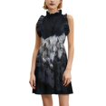 thumbnail image 1 of Two Wolves Resting Women's Fashion Casual Dress Summer Stand Up Collar Ruffles Sleeve Dress Elegant Dresses, 1 of 4