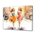 thumbnail image 1 of Two Women In Vibrant Dresses Sprint Through A City Street Watercolor Painting Canvas Poster Bedroom Decor Sports Landscape Office Room Decor Gift,Frame-style,12x18inch(30x45cm), 1 of 8