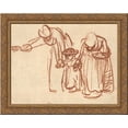 thumbnail image 1 of Two Women Teaching a Child to Walk 24x20 Gold Ornate Wood Framed Canvas Art by Rembrandt, 1 of 2